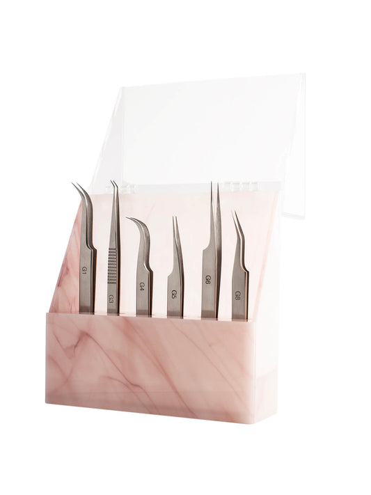 Acrylic 6 Slot Tweezer Display Holder with Clear Lid