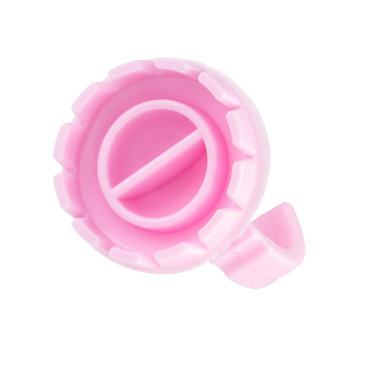 Pink Flower Style Glue Ring. Closeup shows divider and petal like edges 
