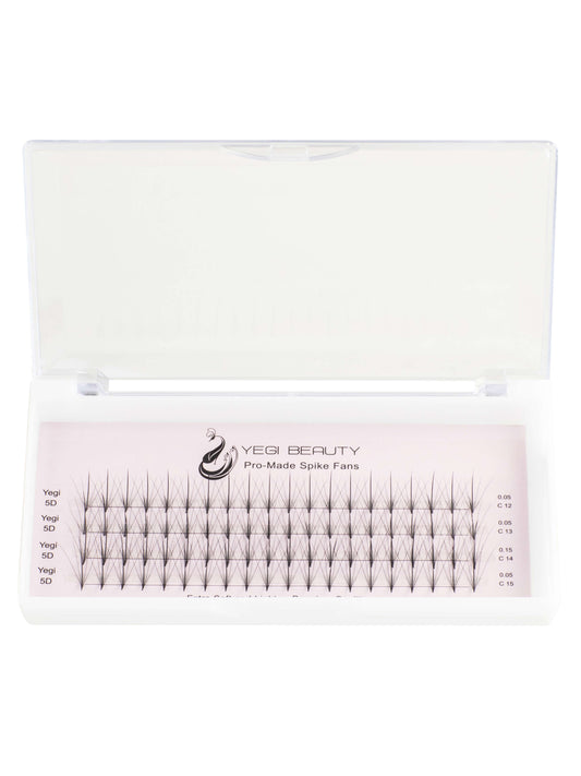 5D spike fans extensions for eyelashes C curl front view