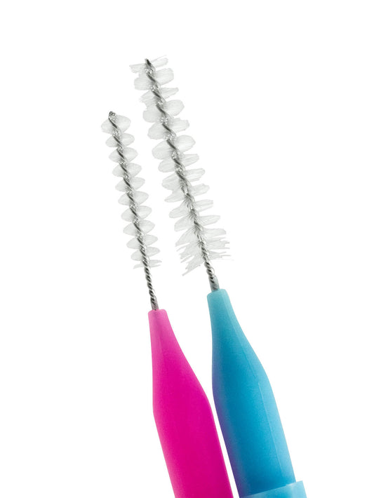 Micro Brush in pink and blue for eyelash extension care.