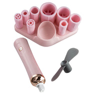 electric eyelash glue shaker with attachments and fan blade