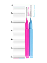 Measurement graph showing length of micro brushes for eyelash extension care 