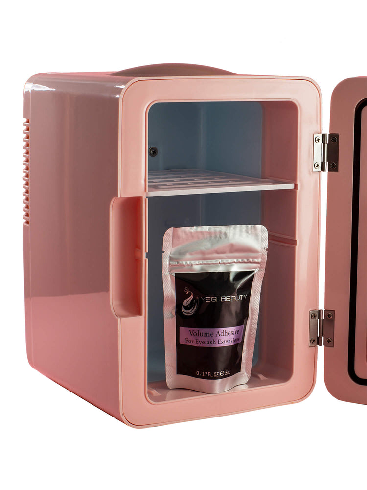 Mini Fridge Hot or Cold LED Lighted with Mirror Door Pink Yegi