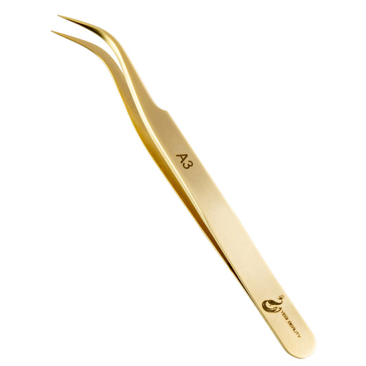 A-Line Pro Gold Tweezers / A-3 / Curved Tweezer