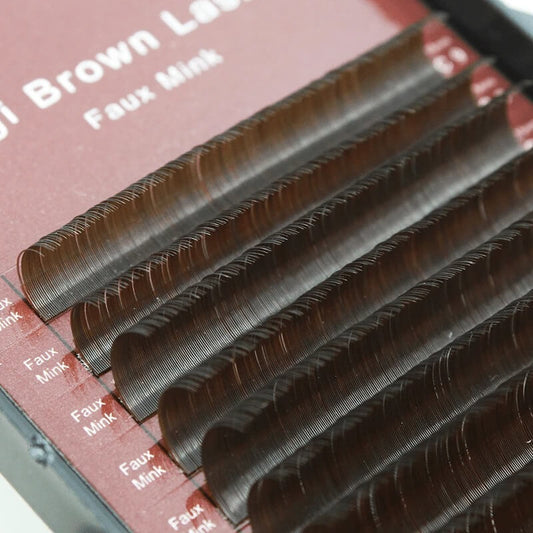 Brown eyelash extensions mixed tray