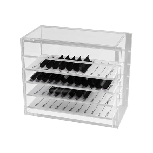 clear  storage tray with eyelash extensions inside