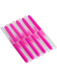 Pack of ten pink micro brushes for eyelash extension care.