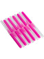 Pack of ten pink micro brushes for eyelash extension care.