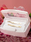 Tweezer Tray to keep all eyelash extension tools sanitized and clean with two gold tweezers and pink flowers