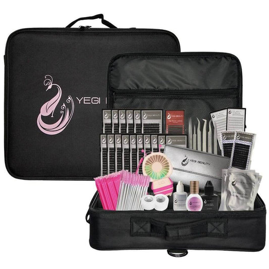 Eyelash Extension Classic Pro Kit with tweezers doll head brushes lashes tape eye patches all in travel case