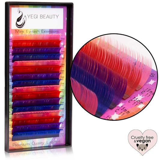 Colorful Eyelash Extensions C curl Colorful rainbow .15mm mixed tray