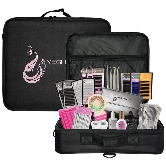 Eyelash Extension Volume Student Kit with volume tweezers doll head brushes volume lashes tape eye patches all in travel case