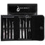 Yegi's Tweezer Set includes H-2, G-7 2, L-2, F-1 Volume/Isolating tweezers: G-2, G-10. Inspection mirror for eyelash extensions, Scissors for eyelash extensions & brows, Premium black tweezer case