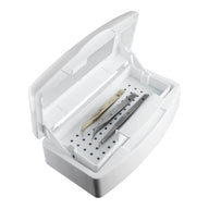 Tweezer Tray to keep all eyelash extension tools sanitized shown with open lid and three tweezers inside