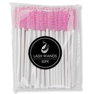 Pink Eyelash Wands Brushes 50 pack from Yegi Beauty